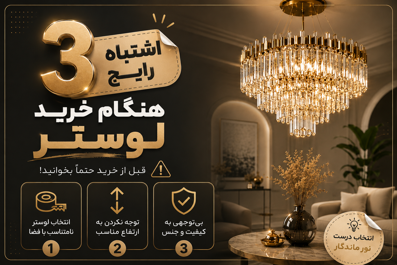 ۳ اشتباه رایج هنگام خرید لوستر که ممکن است دکوراسیون خانه‌تان را خراب کند!