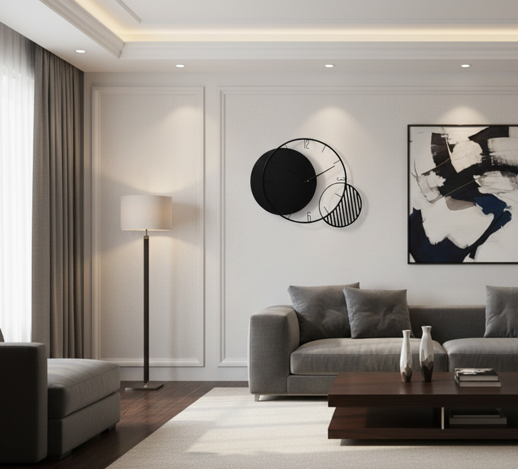 ساعت دیواری چوب و فلز مدل H507