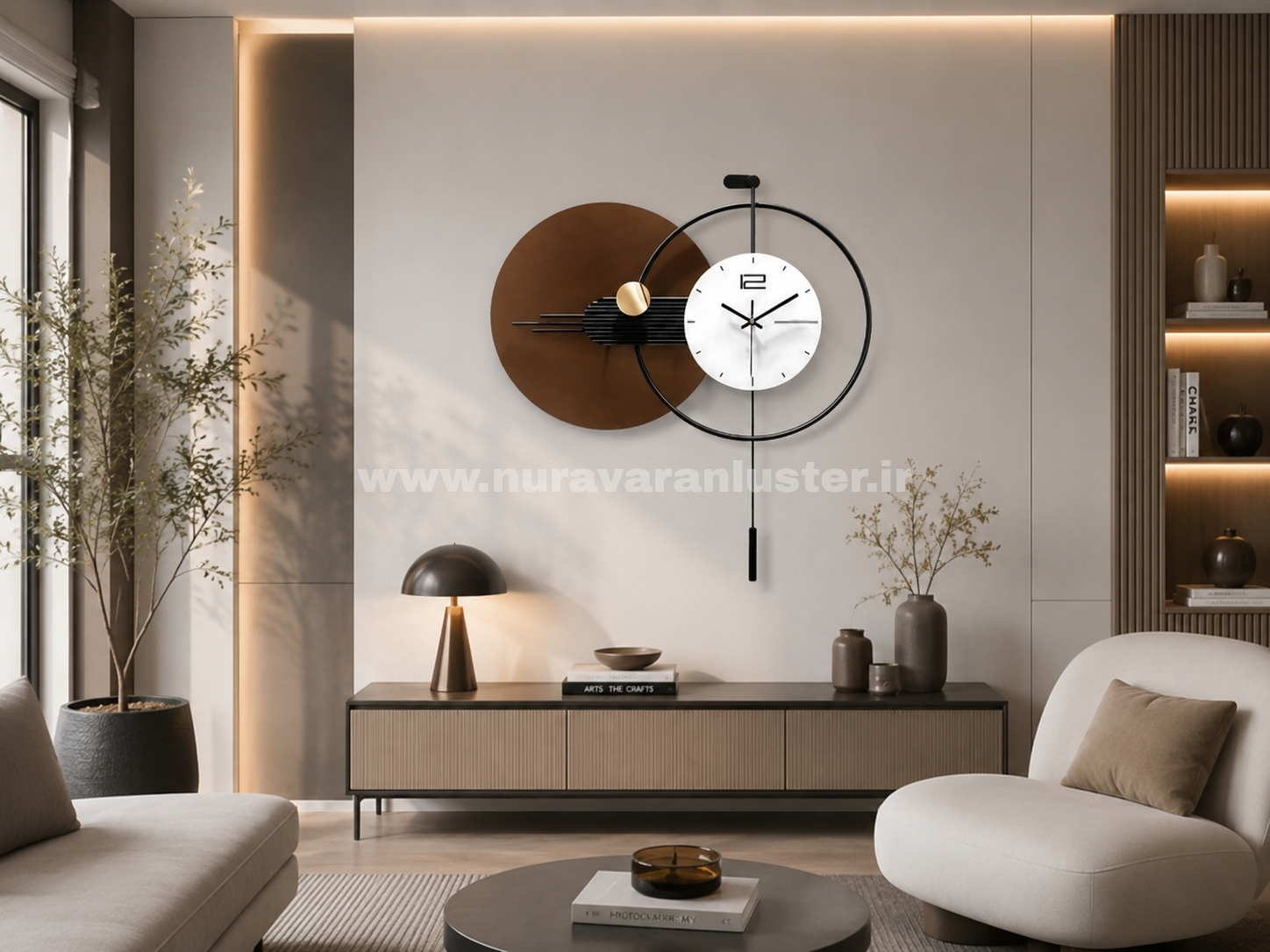 ساعت دیواری لوکس تایمورا مناسب دکوراسیون مدرن پذیرایی