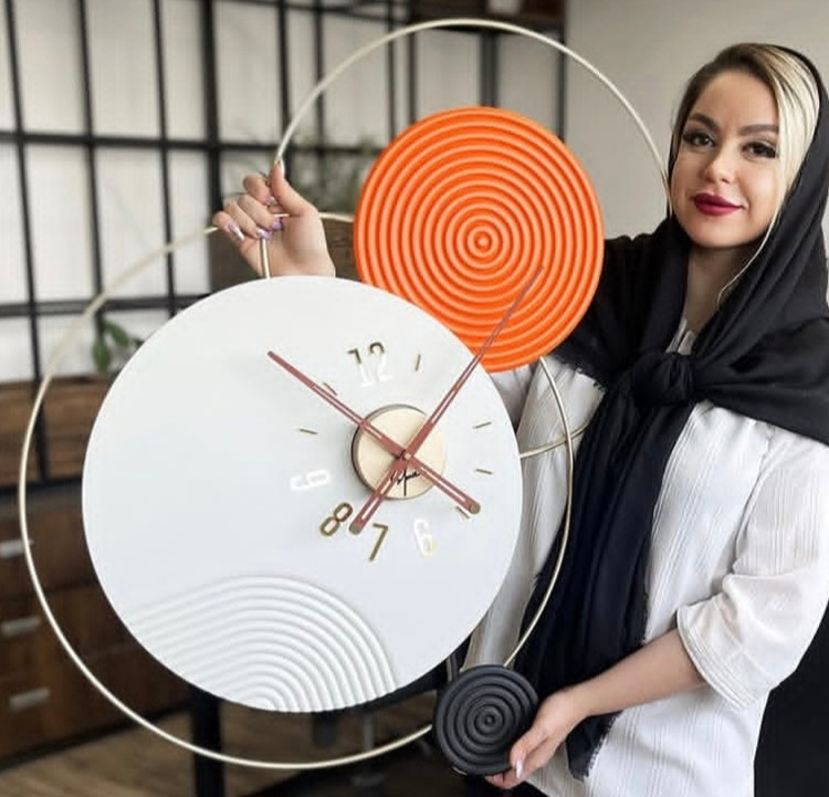 ساعت دیواری مدرن فلزی و چوبی H583